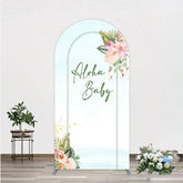 Lofaris Aloha Baby Shower Arch Backdrop Tropical Hawaiian Floral and Palm Leaves Luau Themed Party Photo Booth Decor